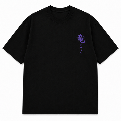 Oversized Anime Dragon Tee – Black Streetwear Shirt