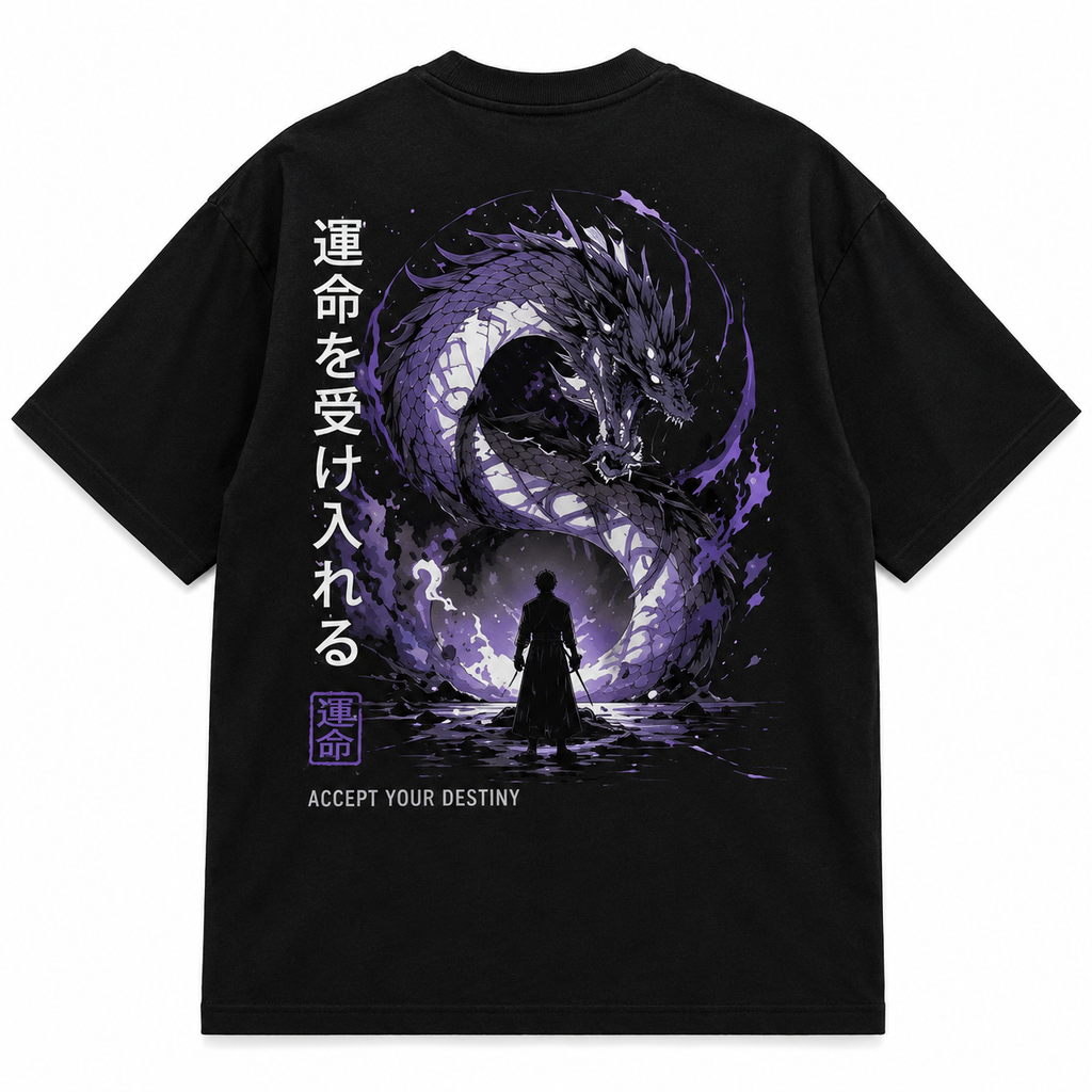 Oversized Anime Dragon Tee – Black Streetwear Shirt