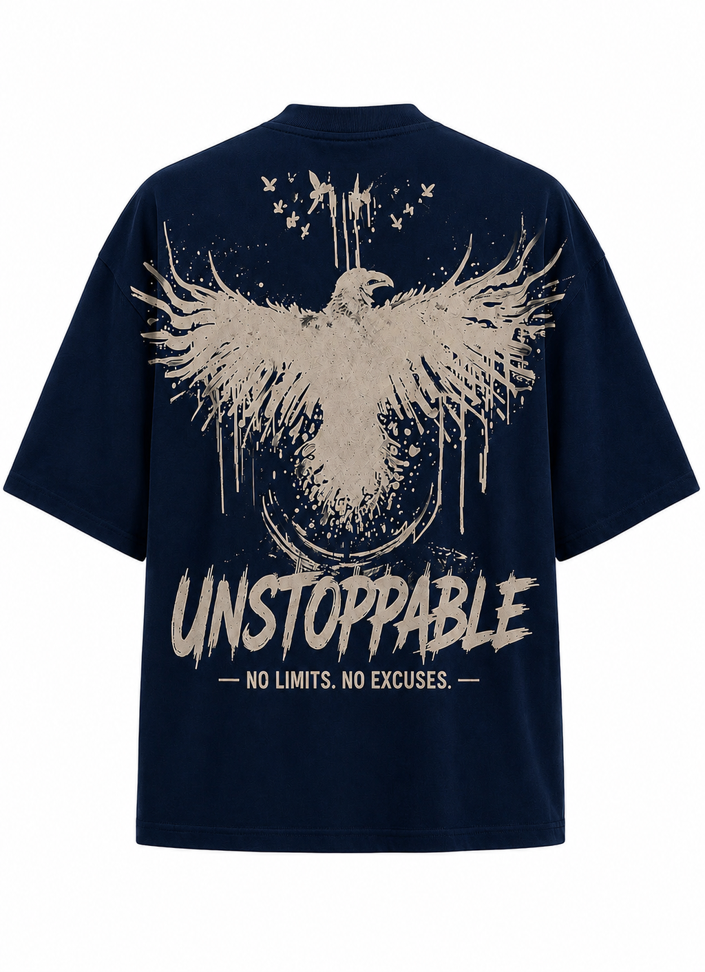 Unstoppable Eagle Oversized Graphic T-Shirt for Men | Premium Cotton Back Print | Black