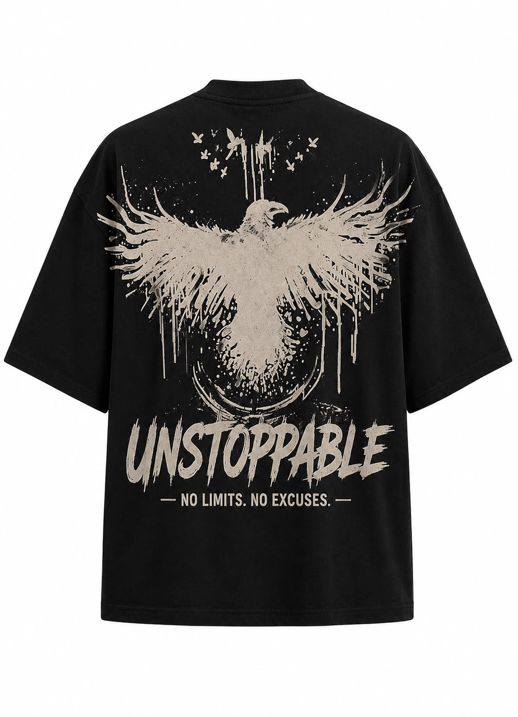 Unstoppable Eagle Oversized Graphic T-Shirt for Men | Premium Cotton Back Print | Black